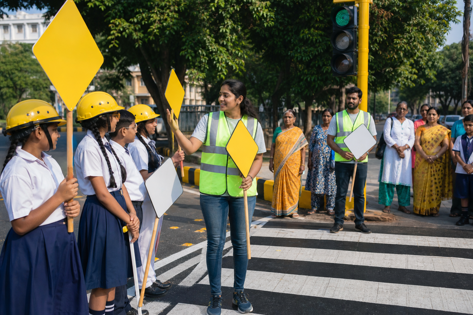 Road safety awareness with students and volunteers